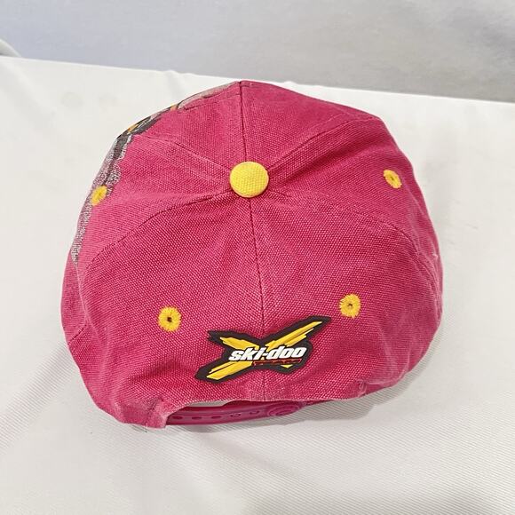Vintage Ski-Doo Hat SnapBack Adjustable Unisex Adult Pink Racing Snowmobile - Picture 4 of 8